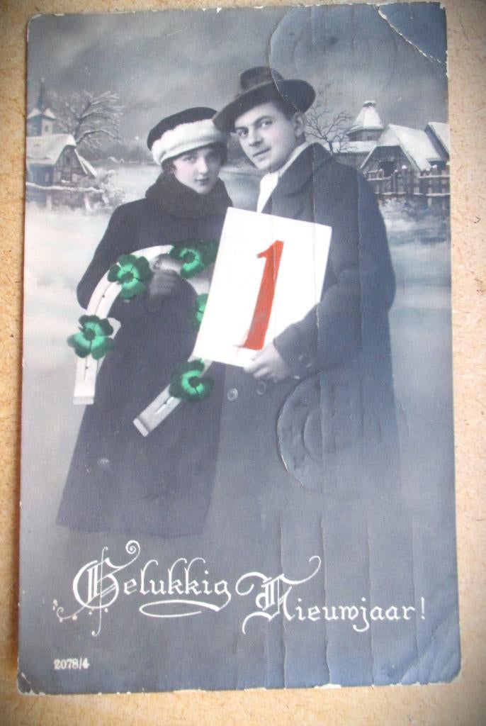 Kaart 1921~Gelukkig Nieuwjaar~Conradi Bolsward, Verzamelen, Ophalen of Verzenden, 1920 tot 1940, Gelopen, Feest(dag)