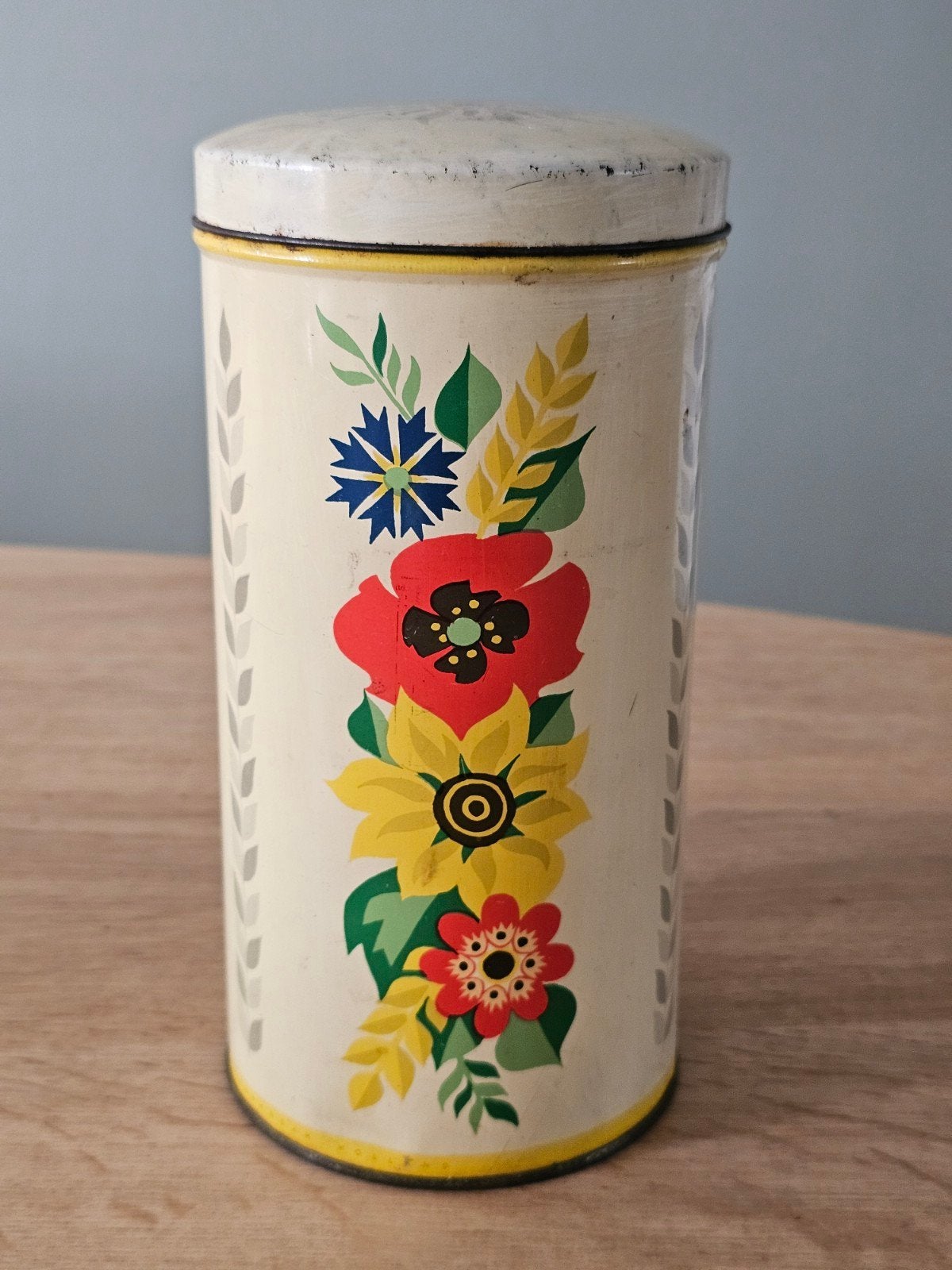 Vintage Verkade Beschuitbus (Cees Dekker)–Bloemen&Korenaren, Verzamelen, Ophalen of Verzenden, Gebruikt, Overige, Verkade