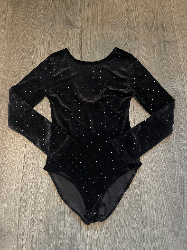 ZARA meisjes zwarte velvet body longsleeve glitter mt 140, Kinderen en Baby's, Kinderkleding | Maat 140, Meisje, Ophalen of Verzenden