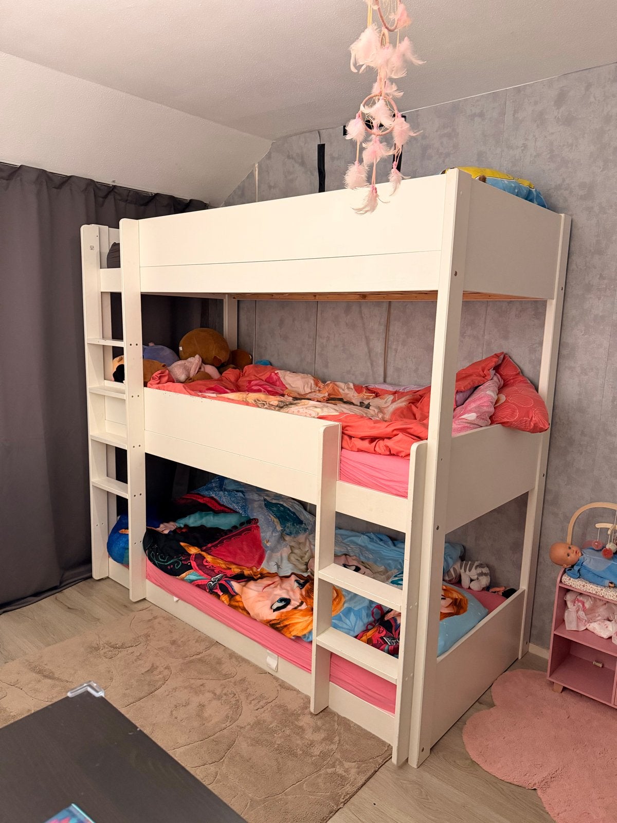Stevig wit stapelbed voor 3 personen, Huis en Inrichting, Ophalen, Gebruikt, 90 cm, 160 tot 180 cm