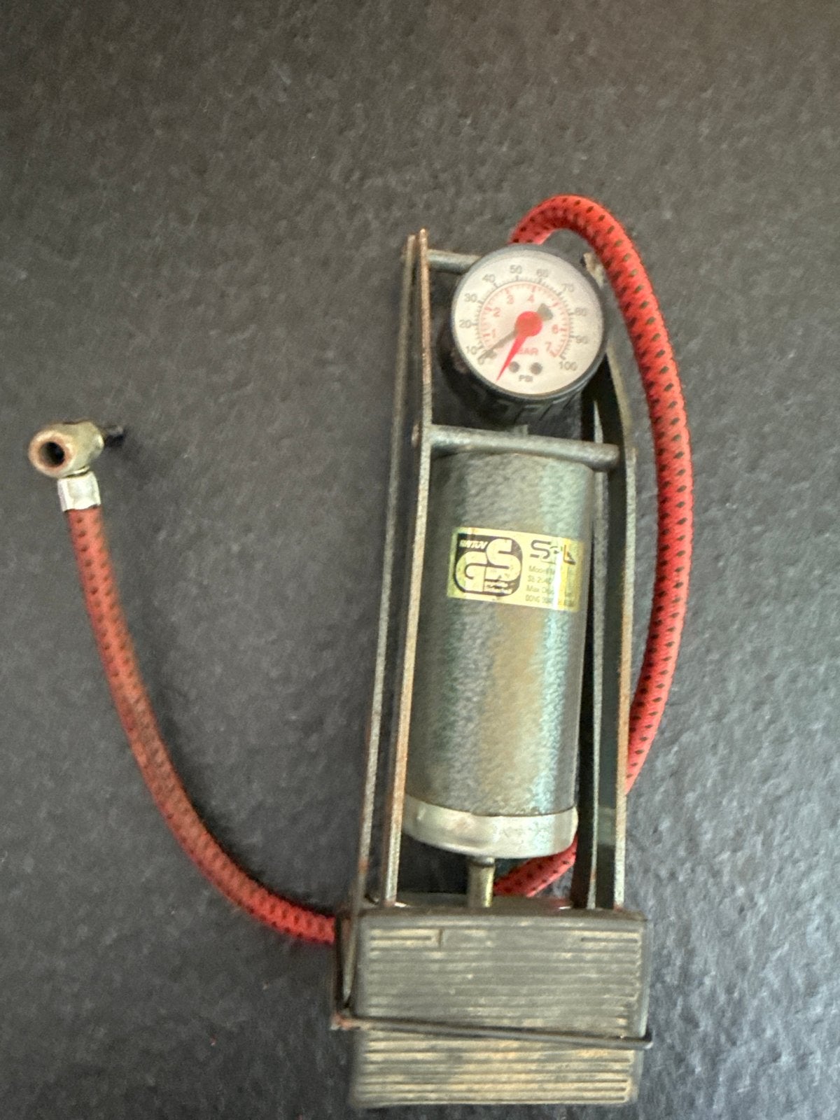 Voetpomp met drukmeter - Max. 7 bar, Ophalen, Drukmeter, Gebruikt
