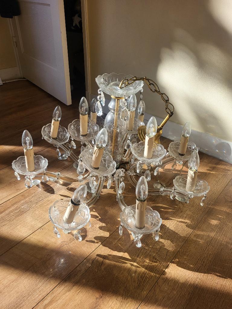Kroonluchter, Huis en Inrichting, Lampen | Kroonluchters, Ophalen of Verzenden, Gebruikt, Glas, Frans