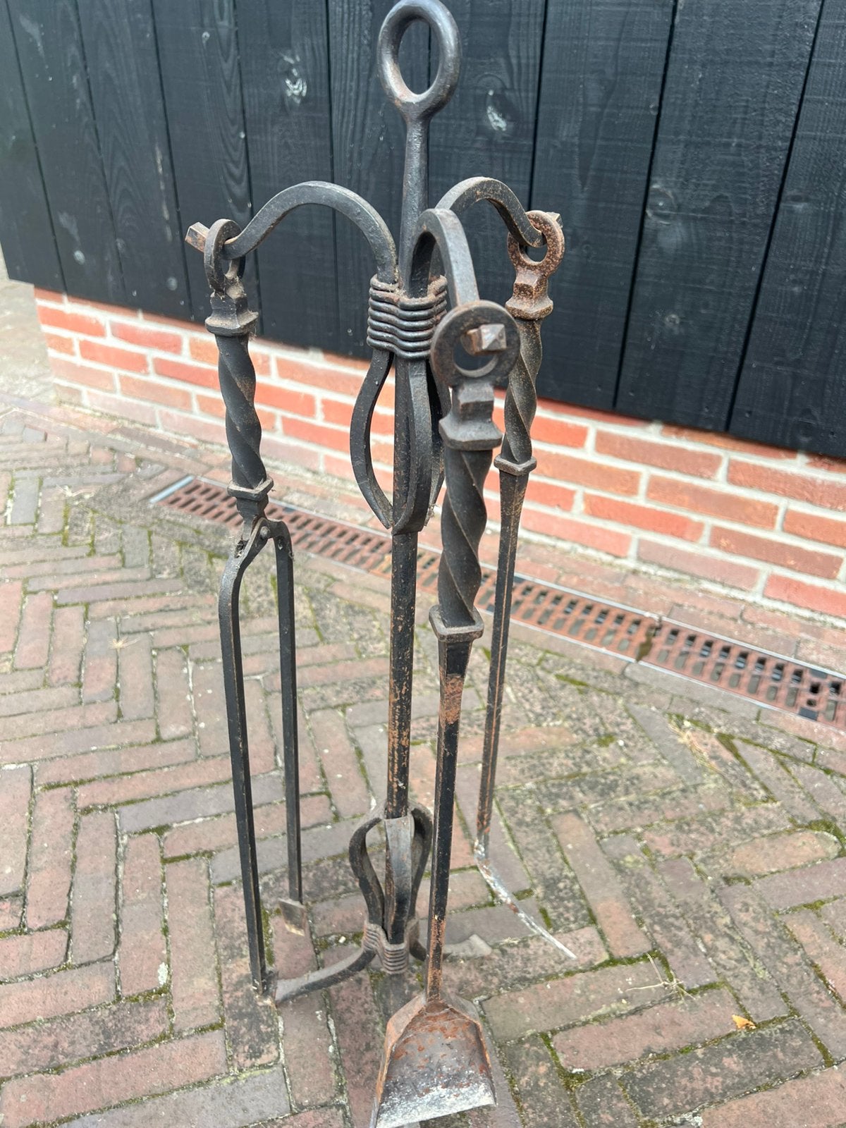 Ambachtelijk gesmeed Haardset, Ophalen of Verzenden, Zo goed als nieuw, Vrijstaande haard, Elektrische haard