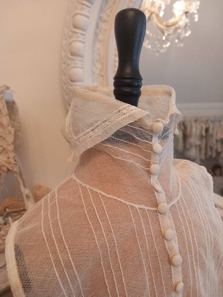 antiek Frans kanten Guimpe jabot frontje, kraag.circa 1900, Ophalen, Dames