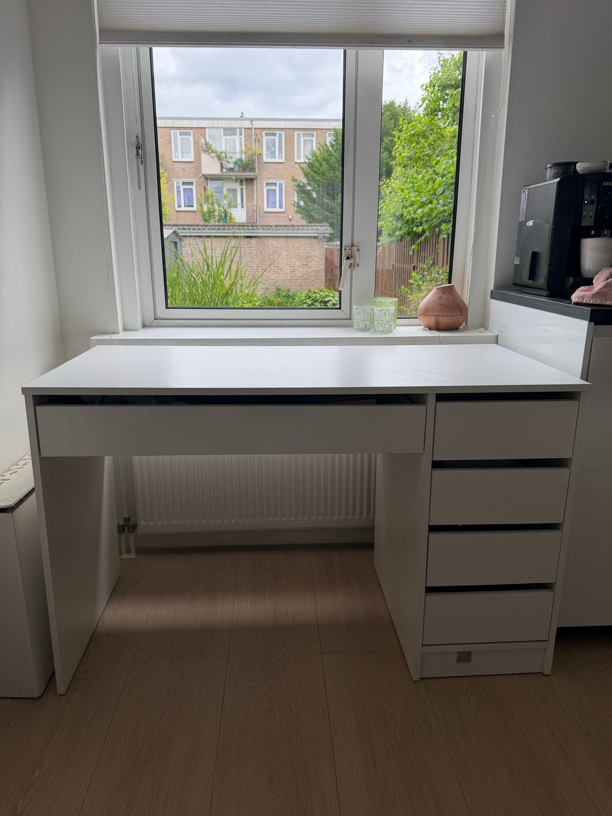 Wit bureau met lades, Ophalen, Gebruikt, 120 cm, Met lades