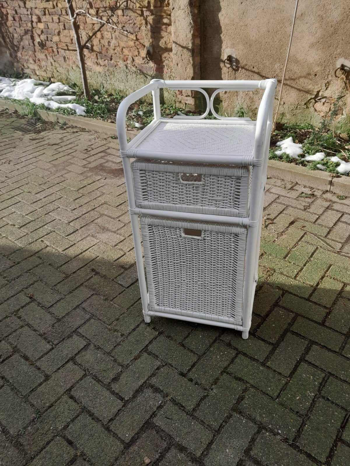 Handig RIETEN KASTJE Lade en wasmand Wit rotan, Ophalen, Minder dan 50 cm, Gebruikt, 1 of 2 laden