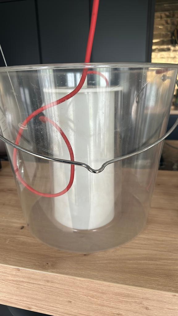 2 Ikea hanglamp emmer samen €100- Transparant/Wit, Verzenden, Nieuw, Kunststof