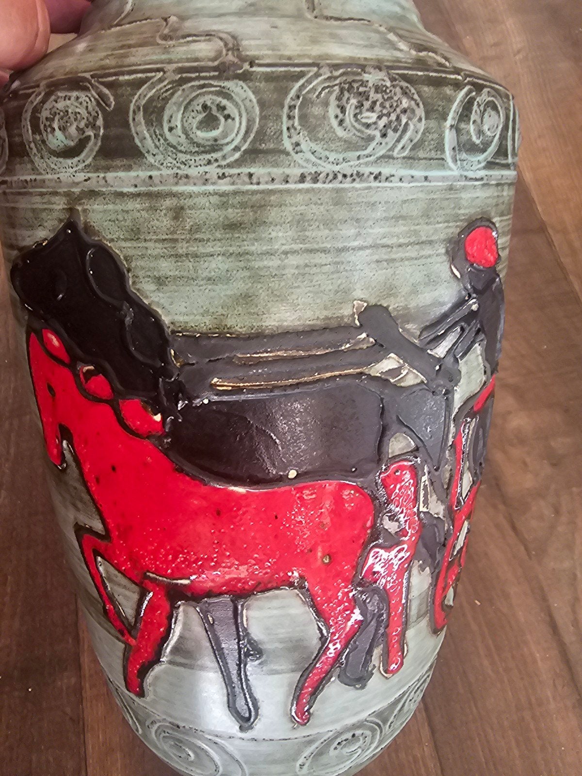 Zeldzame Scheurich Vaas XI West Germany Paard Strijdwagen, Antiek en Kunst, Ophalen of Verzenden