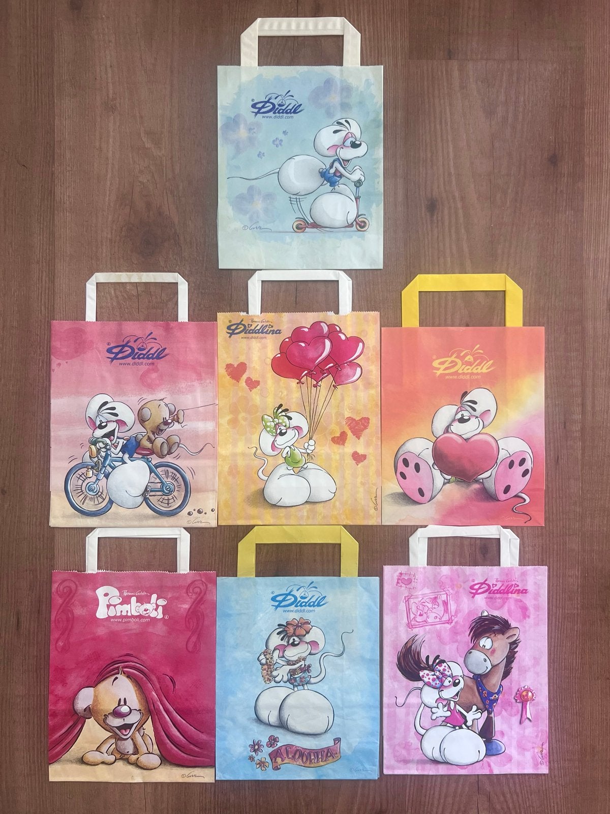 Diddl en vrienden cadeauzakjes - 7 exemplaren, Ophalen of Verzenden, Verschillende figuren, Zo goed als nieuw, Papier, Kaart of Schrift