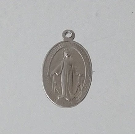 antieke draag medaillon; maagd maria",  volgnr 12, Ophalen of Verzenden, Gebruikt, Sieraad, Christendom | Katholiek