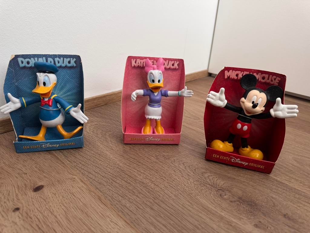 Donald, Katrien en Mickey beweegbare poppetjes, Verzamelen, Disney, Ophalen of Verzenden, Mickey Mouse, Zo goed als nieuw, Beeldje of Figuurtje