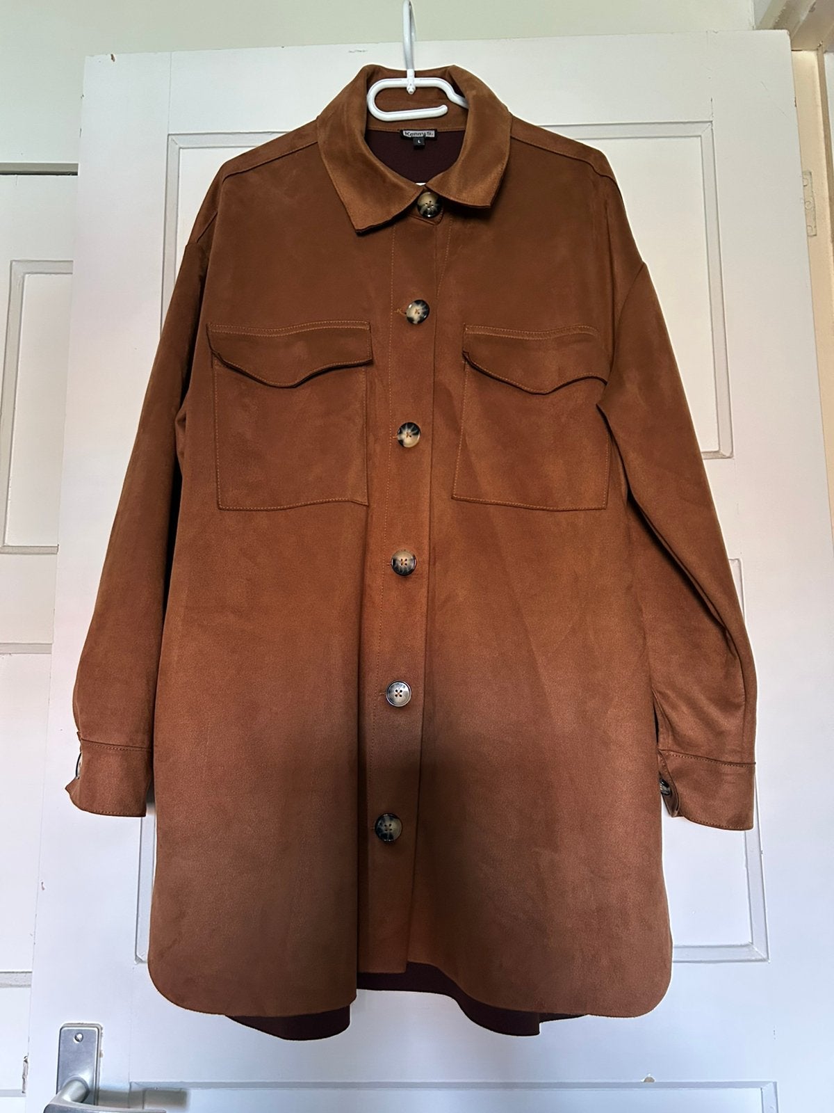 Lang bruin blousejasje / blazer suèdelook (XL), Kleding | Dames, Bruin, Maat 42/44 (L), Ophalen of Verzenden, Zo goed als nieuw