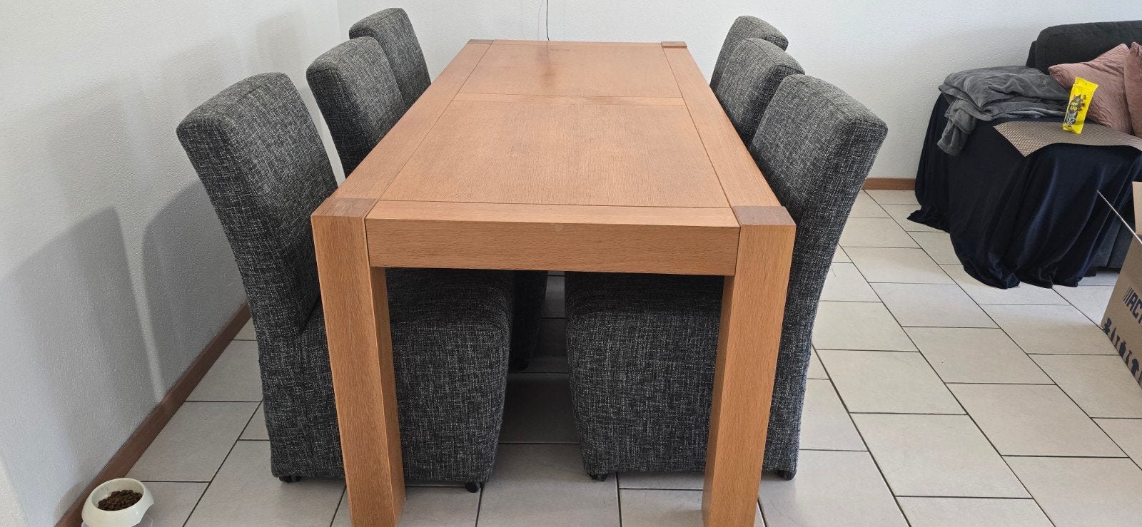 Eikenhouten eettafel met 6 stoelen, Huis en Inrichting, Tafels | Eettafels, Ophalen, Gebruikt, Modern, functioneel, Eikenhout