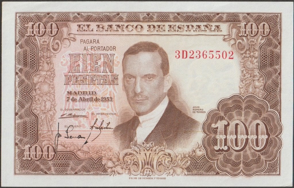 Spanje 100 pesetas 1953 XF p.145a (# 1070)
