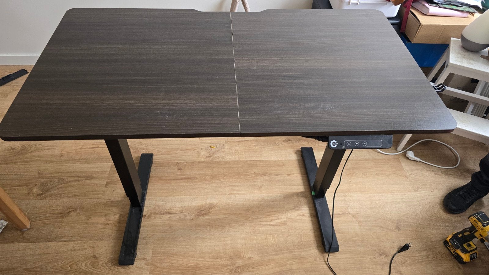 Elektrisch Zit-sta Bureau - Donkerbruin Hout, Huis en Inrichting, Ophalen, Zit-sta bureau, Hout, Bruin