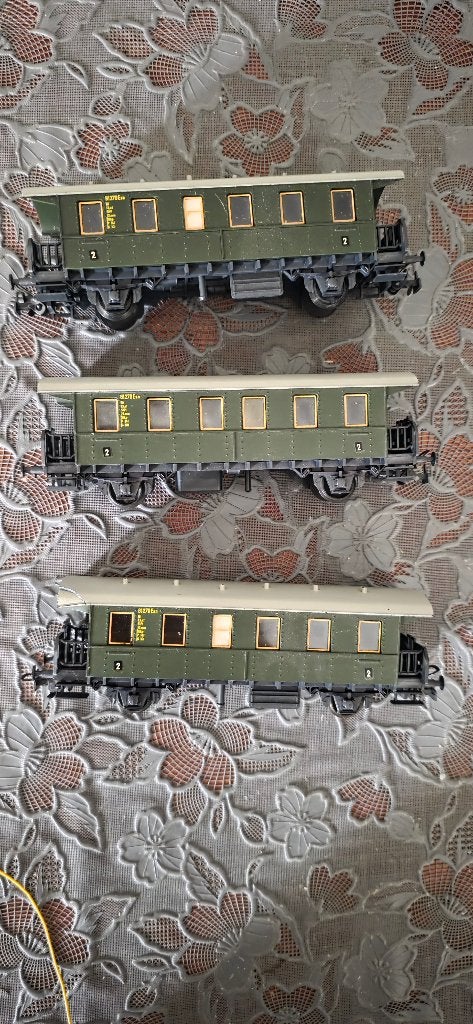 3 Fleischmann wagens, Gebruikt, Gelijkstroom, Fleischmann, Wagon