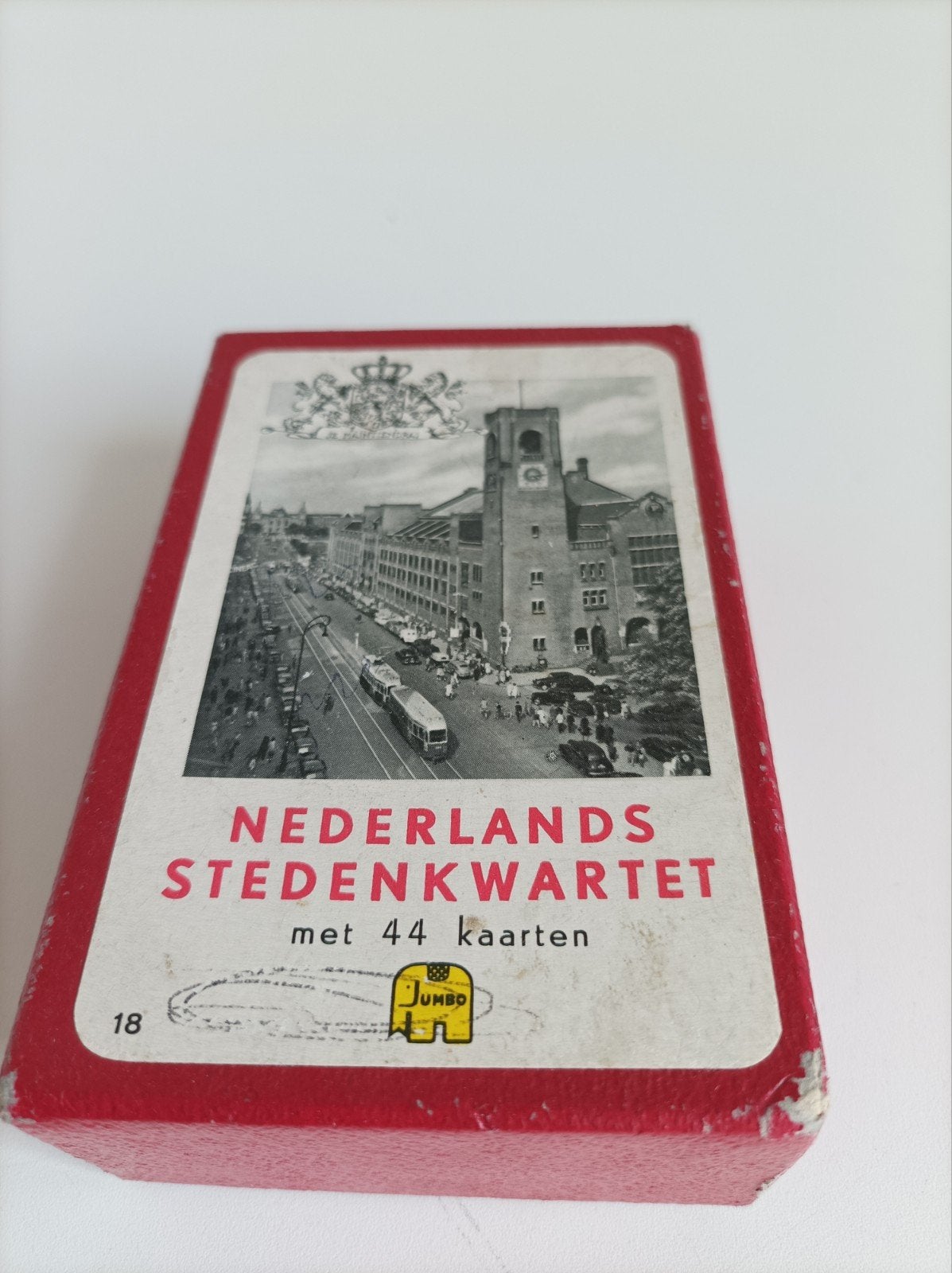 vintage stedenkwartet uit 1955 met 44 kaarten van Jumbo, Ophalen of Verzenden, Kwartet(ten)