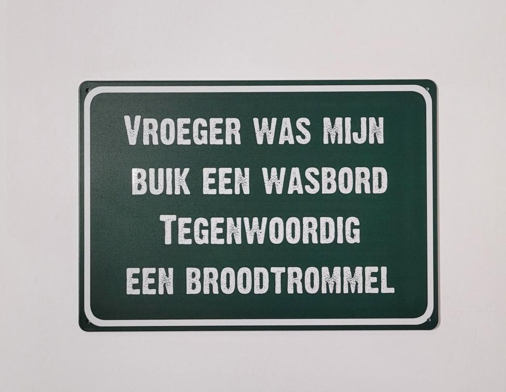 Vroger was mijn buik een wasbord reclamebord van metaal, Verzamelen, Info@deconoord.nl, Deco Noord, Nieuw, Ophalen of Verzenden