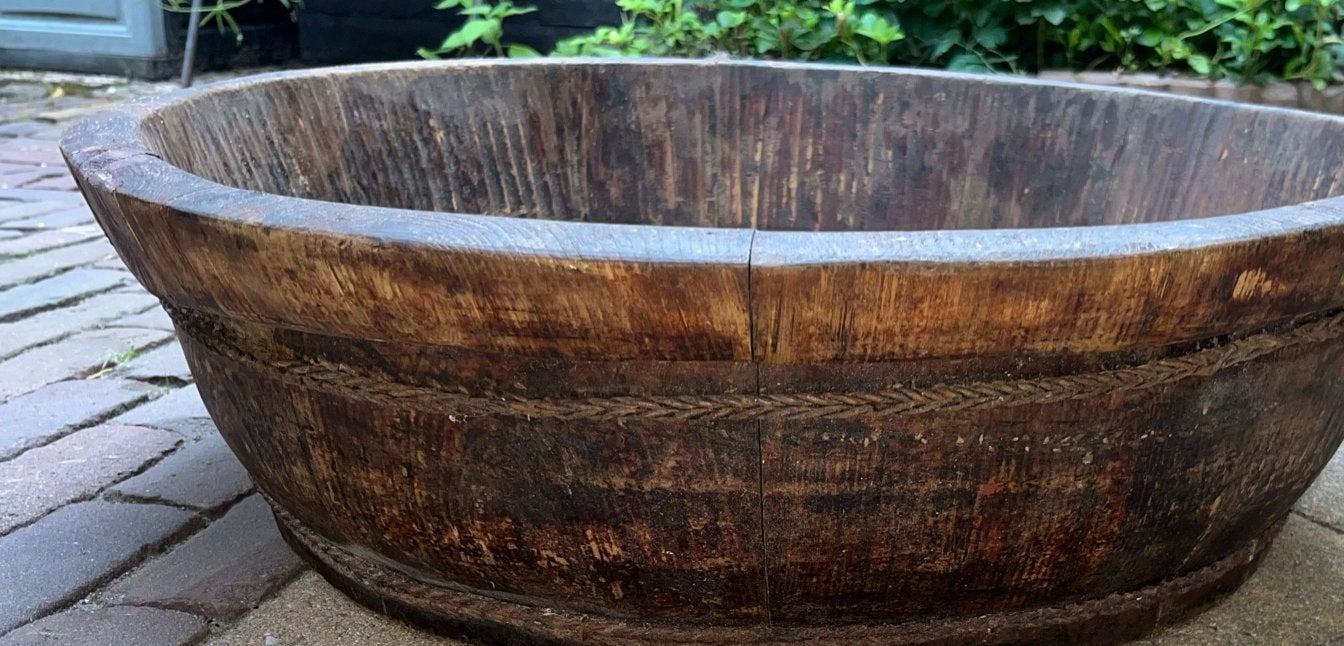 Antieke houten olijfbak- Rustieke decoratie, Ophalen