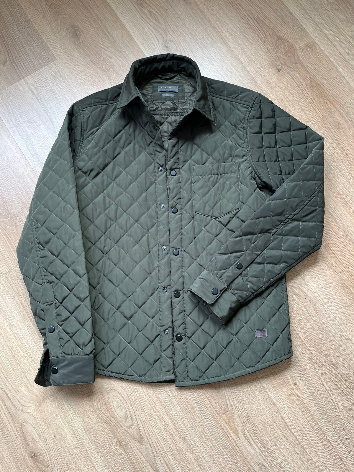Zara men quilted jacket/doorgestikte jas, Ophalen of Verzenden, Zo goed als nieuw, Groen