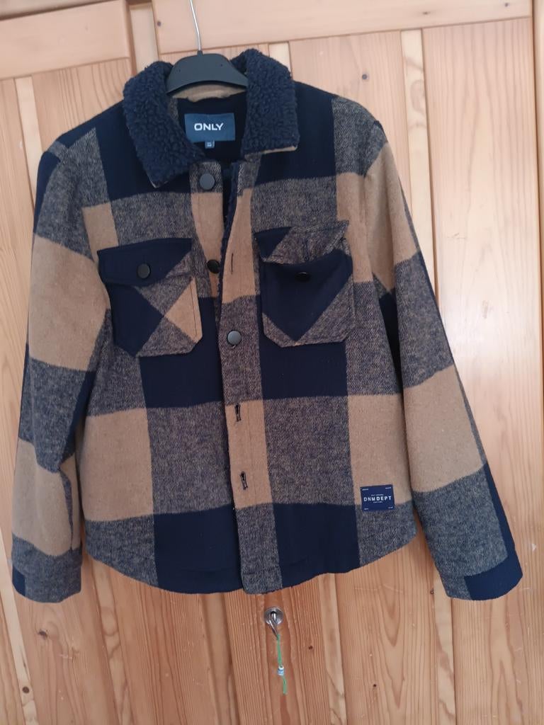 Only geruite jas met teddy voering - maat 158, Nieuw, Only, Ophalen of Verzenden, Jongen