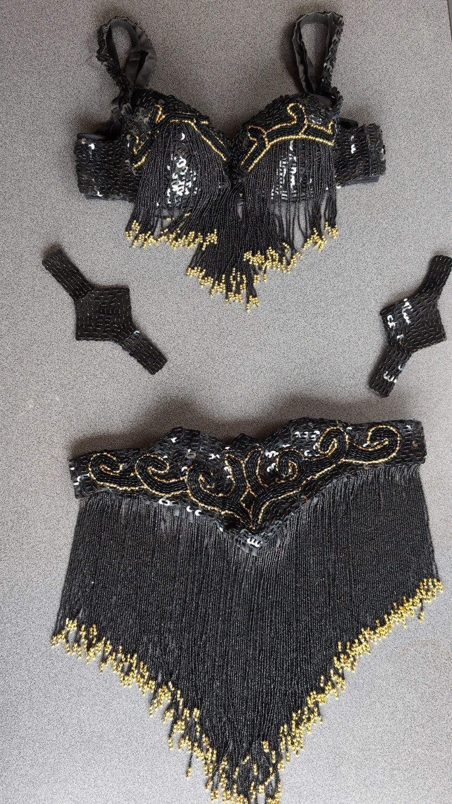 Professionele buikdans kleding (BH 70E, heupgordel 90), Ophalen of Verzenden, Gedragen, Overige thema's, Kleding