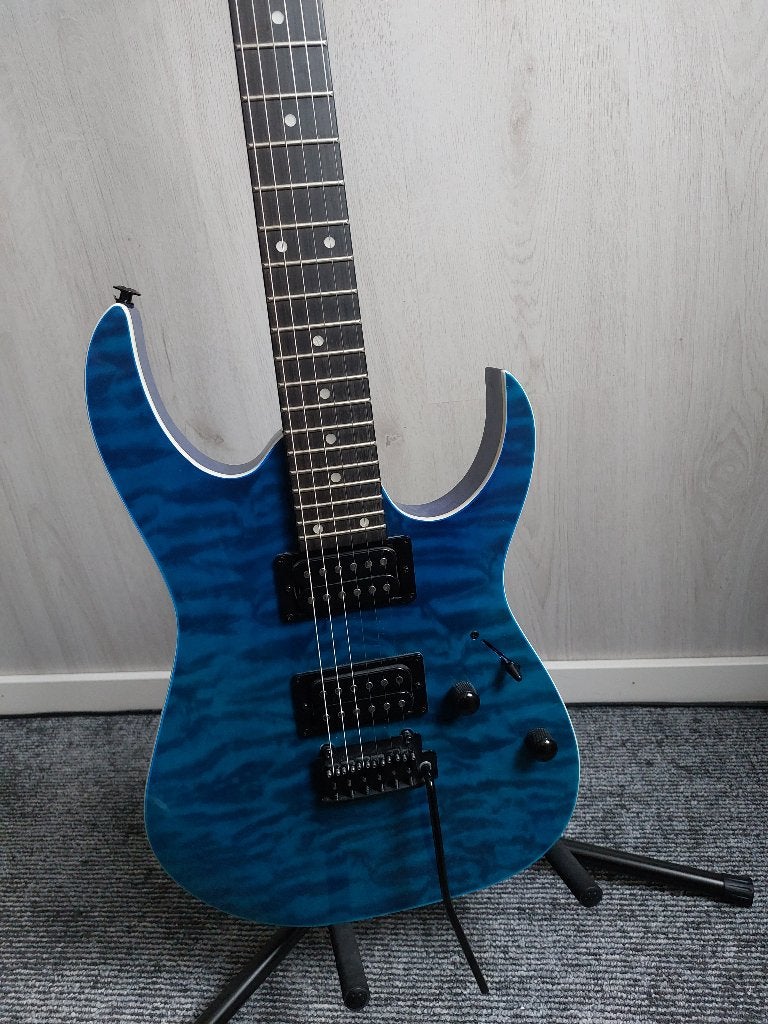 Electrische gitaar - Ibanez GRG120QASP-BGD, Ophalen, Zo goed als nieuw, Solid body, Ibanez