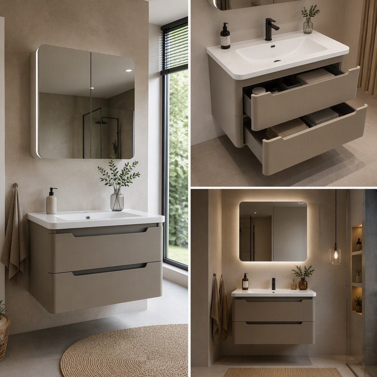 Luxe Badkamermeubel 80 cm | Inclusief Spiegelkast & Wastafel, Nieuw, Minder dan 100 cm, Wastafelkast, 25 tot 50 cm
