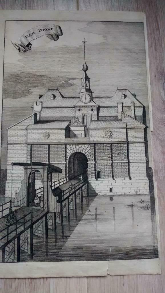 21 /Middelburg de Dampoort Ets 18e eeuw, Antiek en Kunst, Kunst | Etsen en Gravures, Ophalen of Verzenden