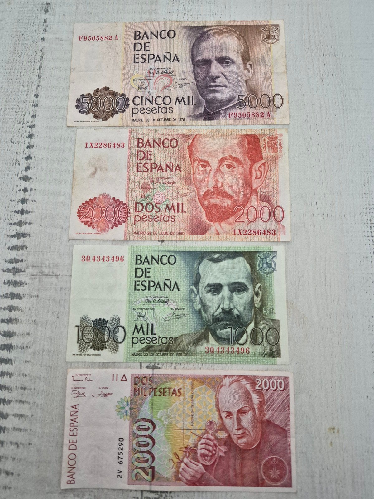 Set Spaanse Peseta biljetten (5000, 2000, 1000), Ophalen of Verzenden, Overige landen