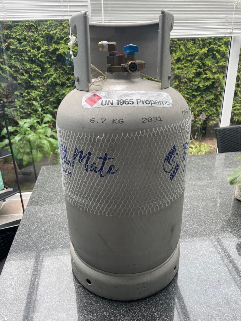 Propaan gasfles 6.7 KG met meter - Allgass Travelmate, Ophalen, Zo goed als nieuw
