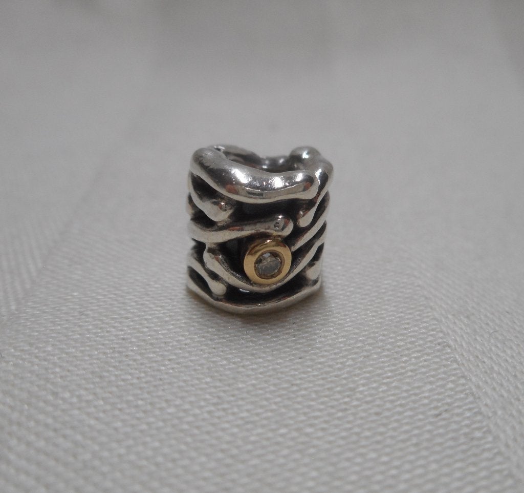 Pandora zilver met goud en diamant "Dancing Diamond" nr.767
