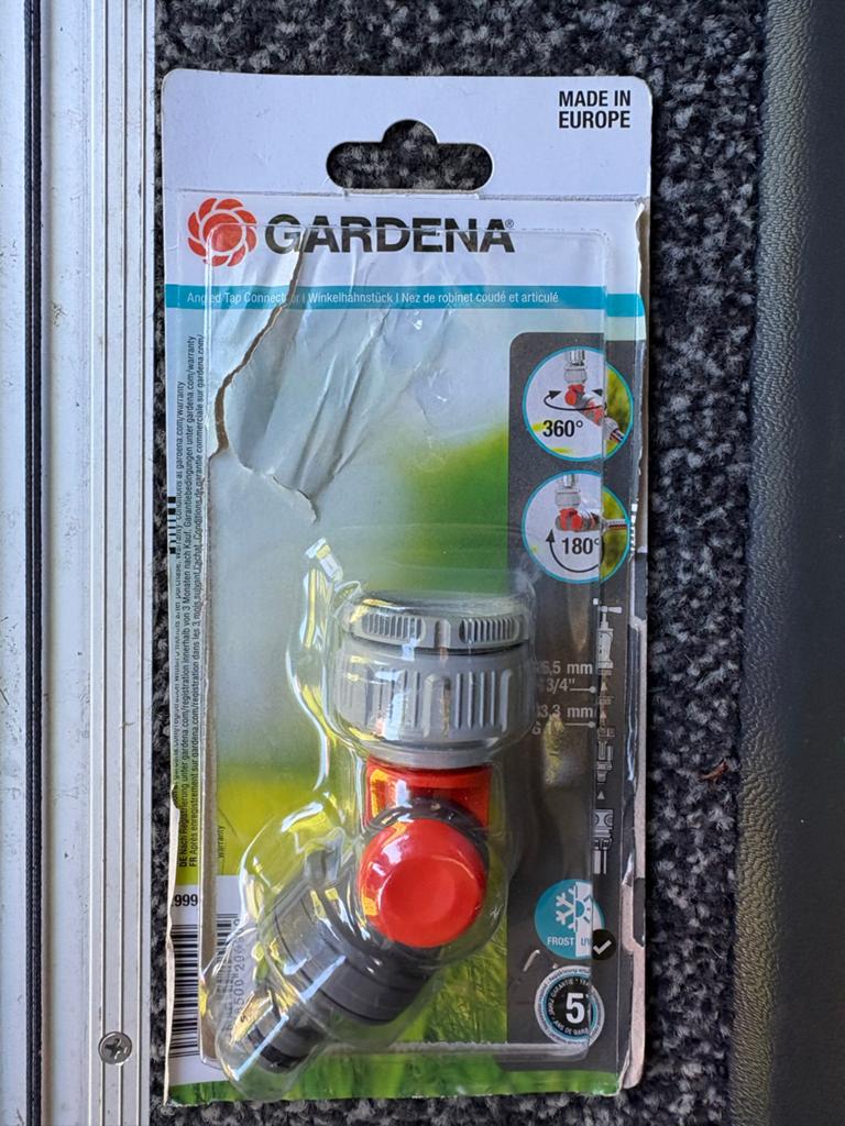 Gardena 90 graden kraankoppeling - Nieuw in verpakking, Ophalen of Verzenden, Nieuw, Tuinslangkoppeling