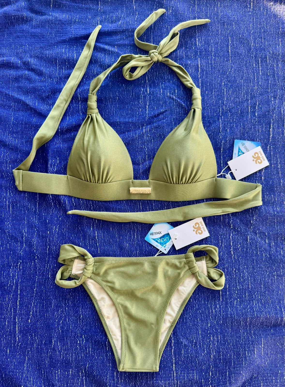 Ani Ani olijfgroene halter bikini maat 36 - S, Ophalen of Verzenden, Zo goed als nieuw