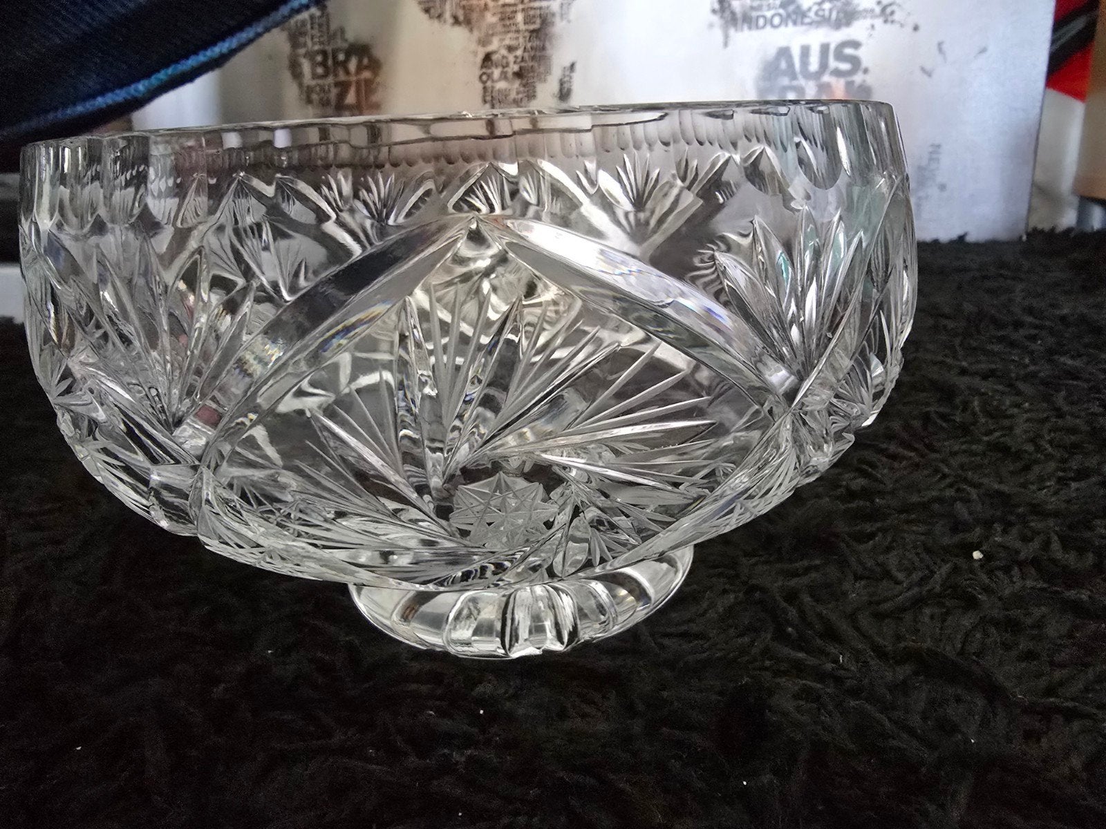 Zware vintage Boheemse kristallen kom– loodkristal -zgan, Ophalen of Verzenden