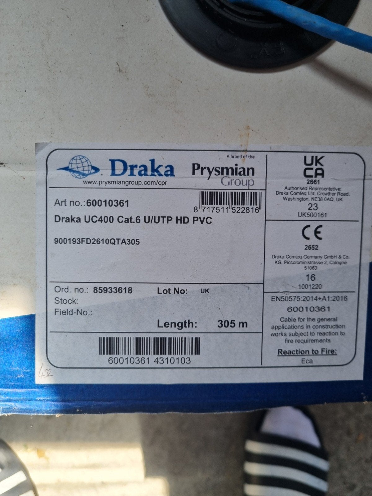 66 meter Draka 100% volkoper (CU) kabel, Doe-het-zelf en Verbouw, Elektra en Kabels, Ophalen of Verzenden, Nieuw, Draka, Kabel of Snoer