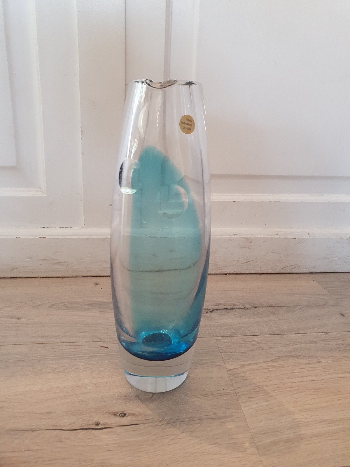 vaas van Royal Leerdam kristal, Blauw, Onbekend, Ophalen of Verzenden, Onbekend