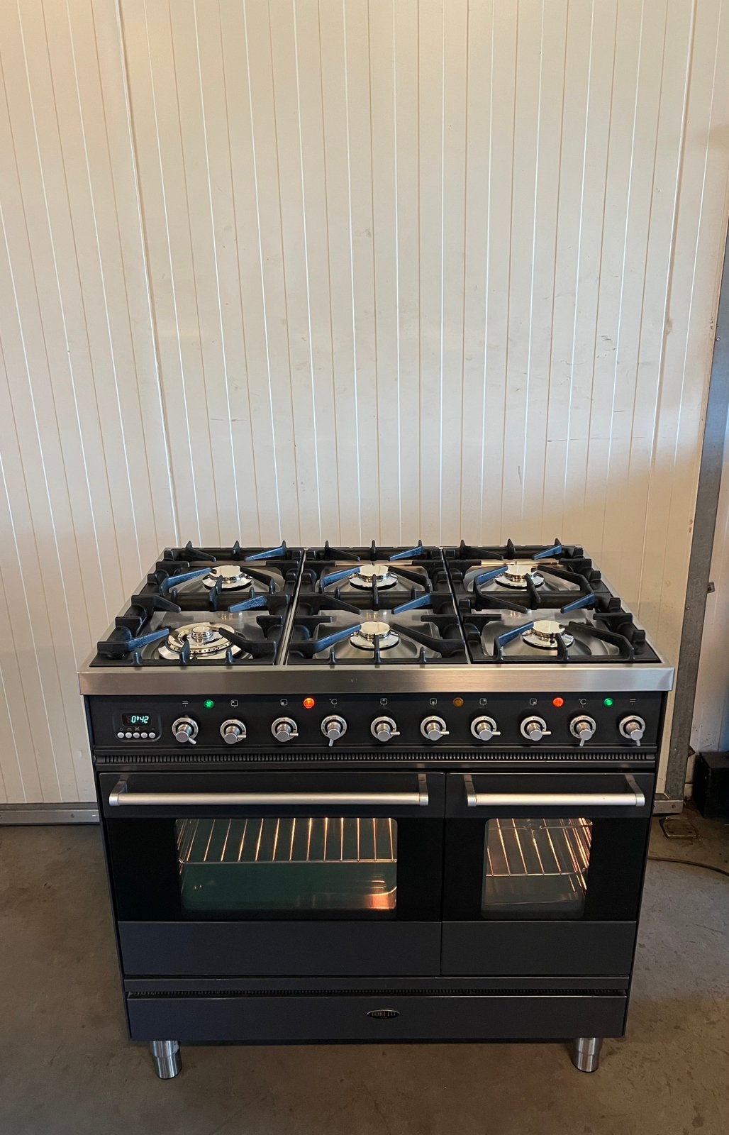 Luce Boretti fornuis antraciet 6 pits - 90 cm, 60 cm of meer, Grill, Ophalen of Verzenden, Zo goed als nieuw