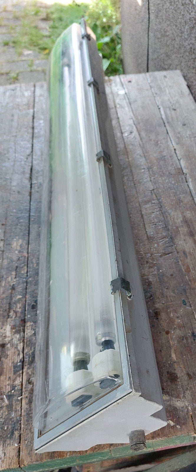 Titel:Vintage Explosieveilig Industrieel TL-Armatuur – Gieti, Ophalen, Gebruikt, 50 tot 200 watt, Lamp met armatuur