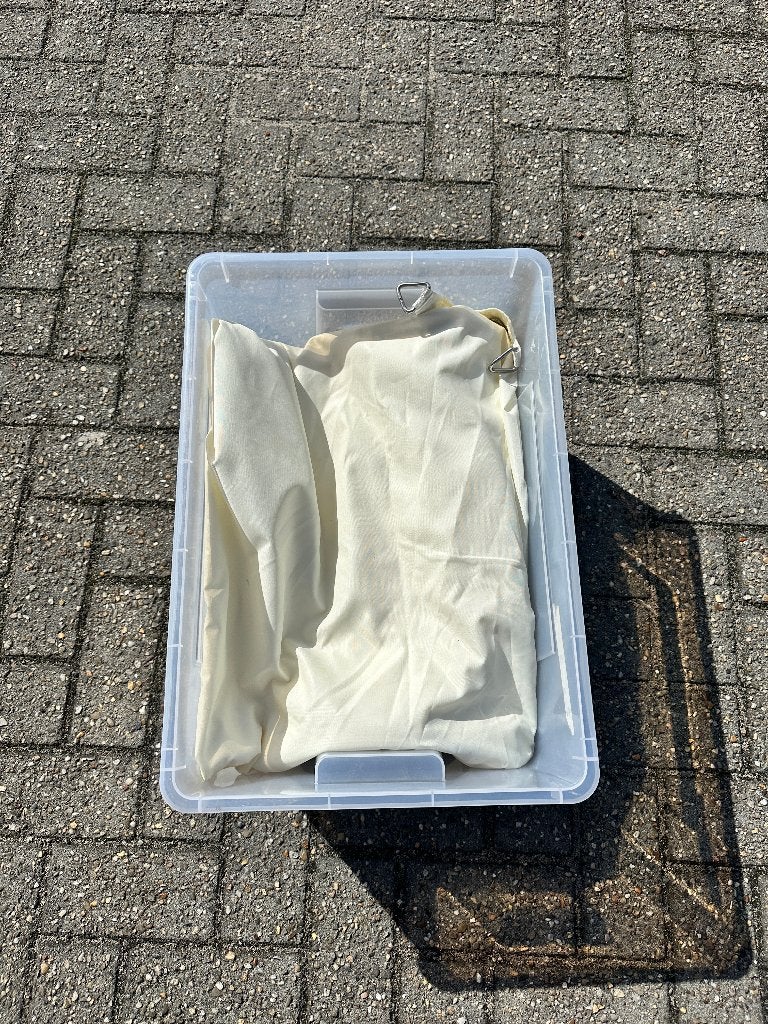 Zonnezeil 4x7m 160gr Creme, Tuin en Terras, Ophalen, Zo goed als nieuw