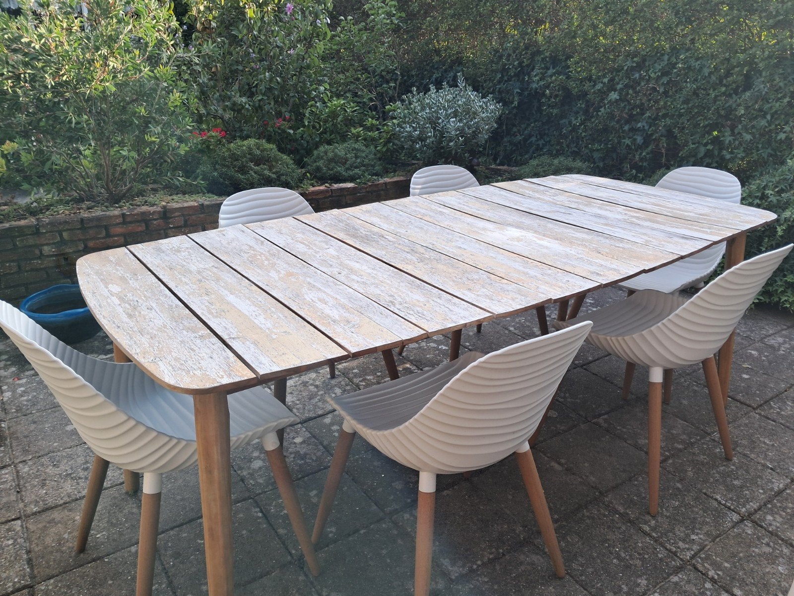 GRATIS ophalen: houten tuintafel, Tuin en Terras, Ophalen, Gebruikt, Hout