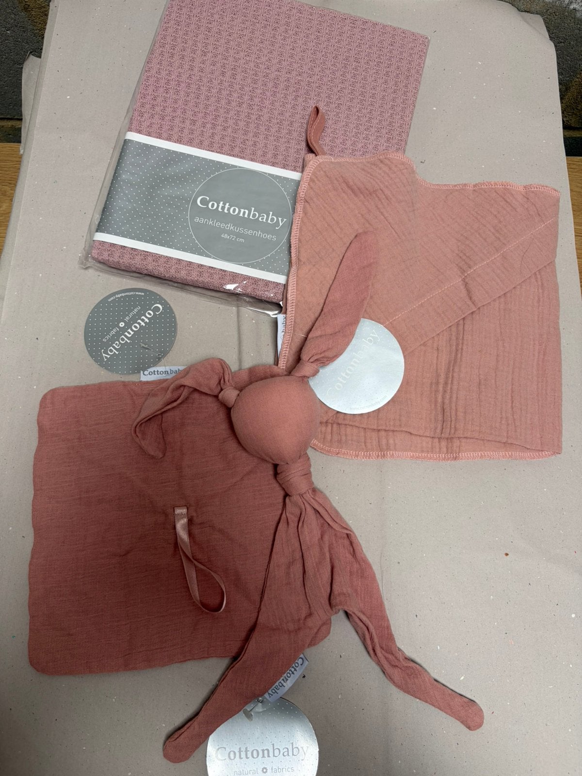 Set cottonbaby oud roze Badcape aankleedkussenhoes speendoek, Ophalen of Verzenden, Meisje
