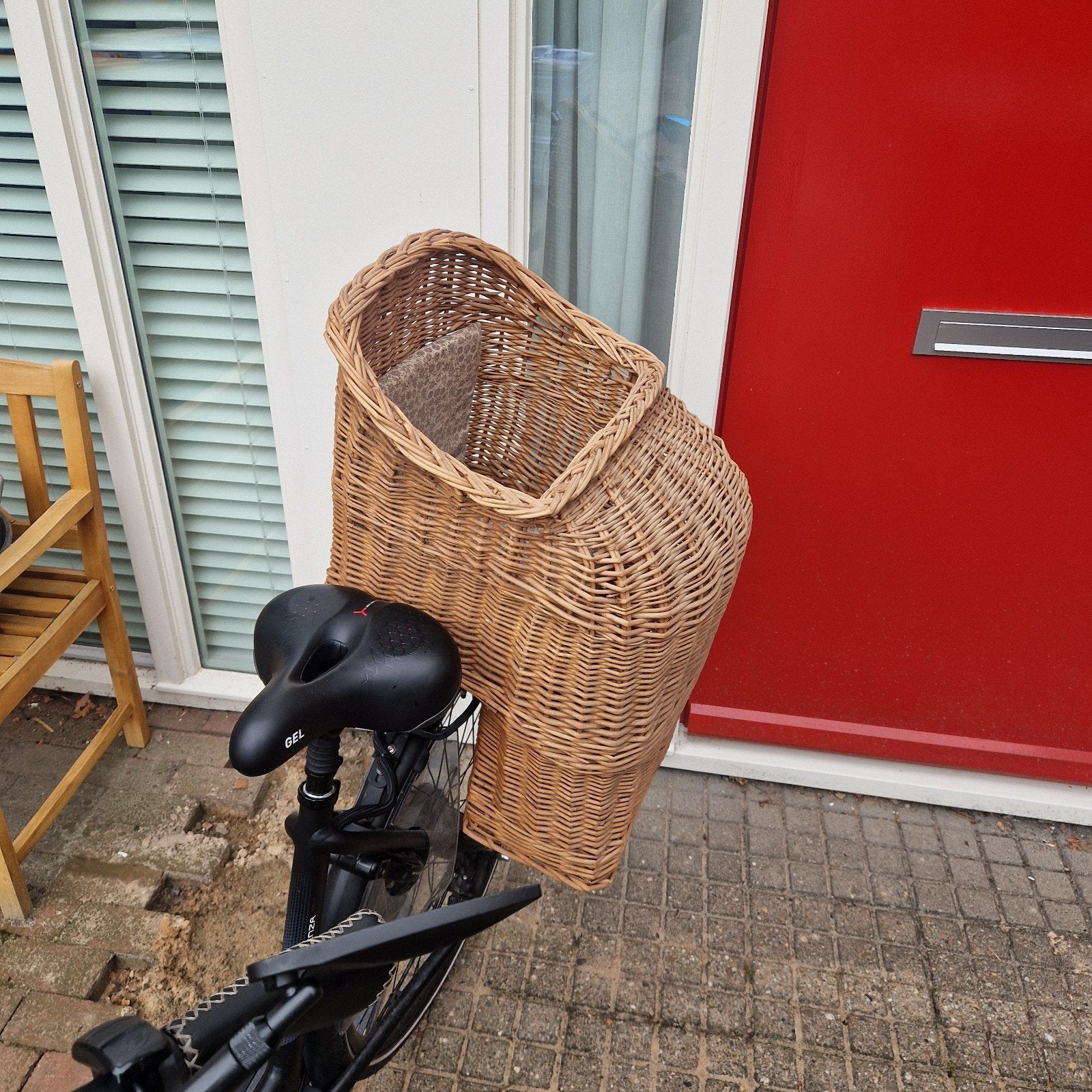 vintage fiets stoel rotan achter, Ophalen, Gebruikt