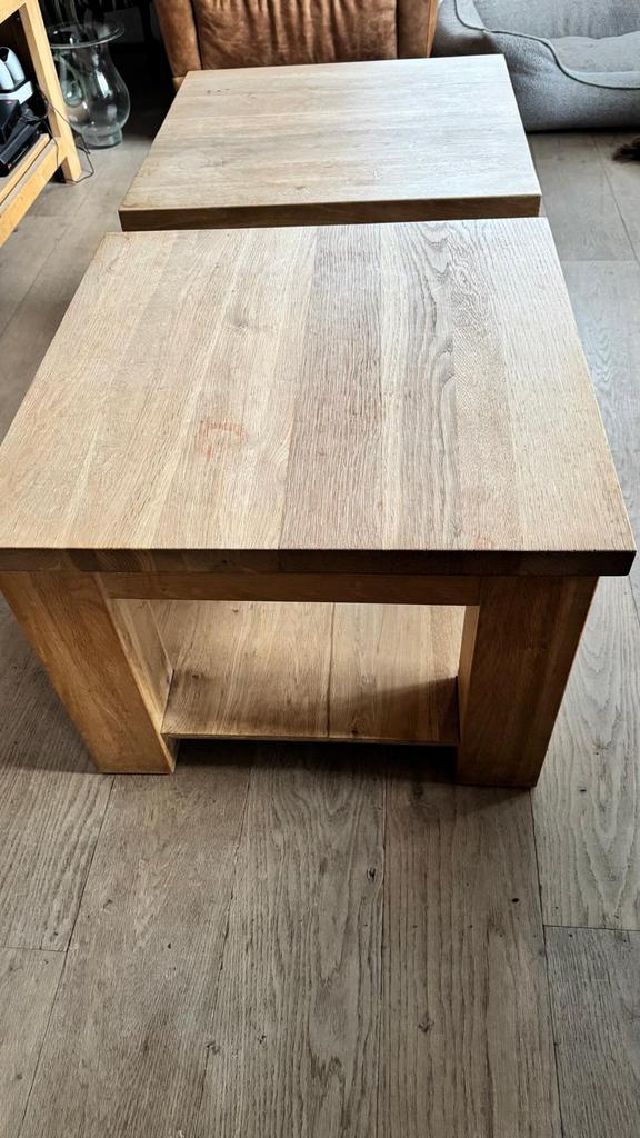 Eikenhouten salon tafels, Ophalen, Gebruikt, 50 tot 100 cm, Minder dan 50 cm