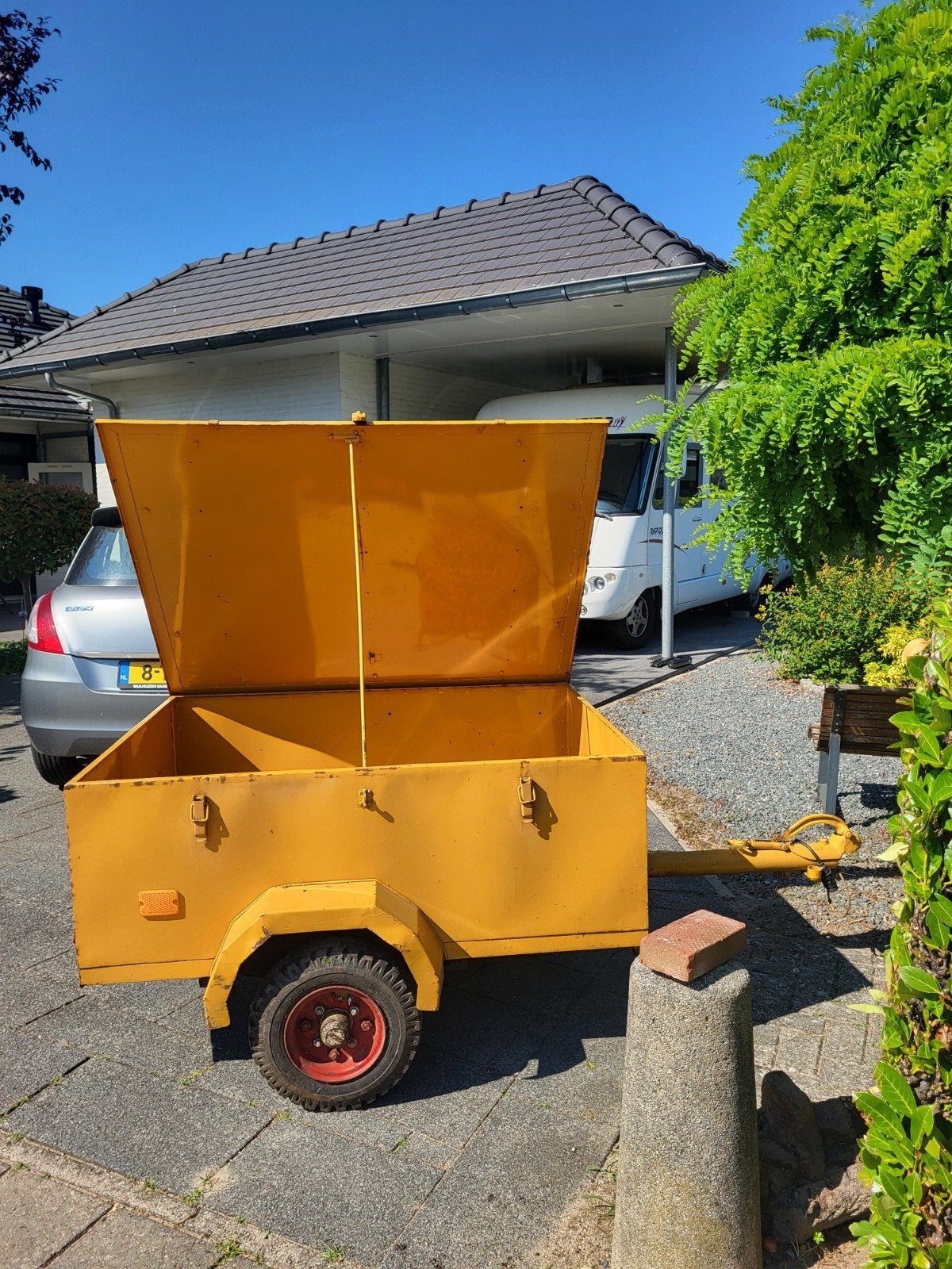 Compacte Gele Aanhanger met Imperiaal, Auto diversen, Aanhangers en Bagagewagens, Ophalen, Gebruikt