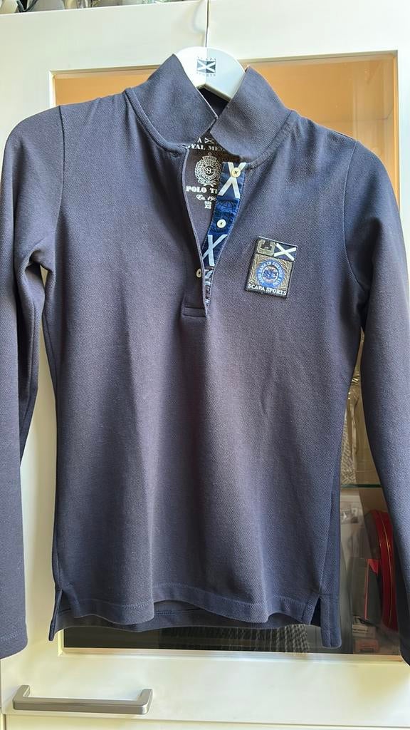 Navyblauwe longsleeve polo van SCAPA mt S, nieuwstaat, Ophalen of Verzenden, Nieuw, Maat 36 (S), Blauw