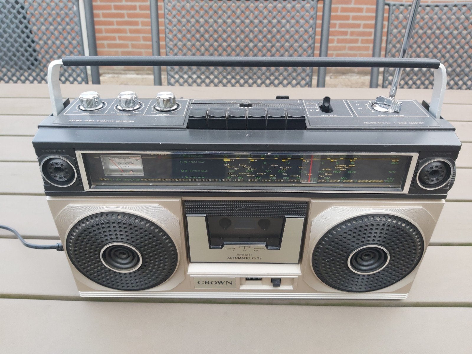 Crown CSC-830L boombox 1980 radio cassette ghetto blaster, Ophalen, Gebruikt, Overige typen