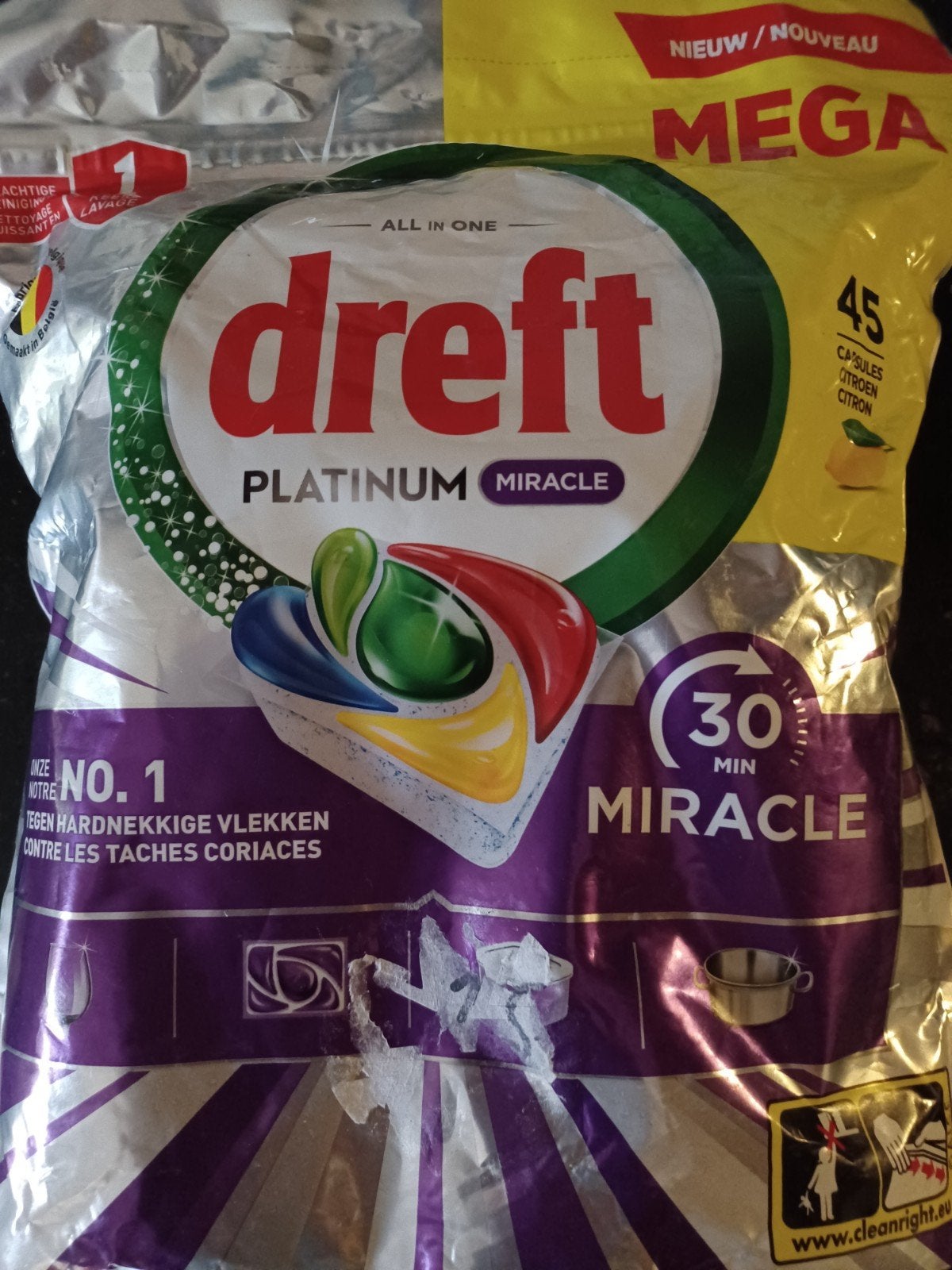 Dreft Platinum Plus Vaatwastabletten vaatwas tablet 45 stuks, Ophalen of Verzenden, Nieuw