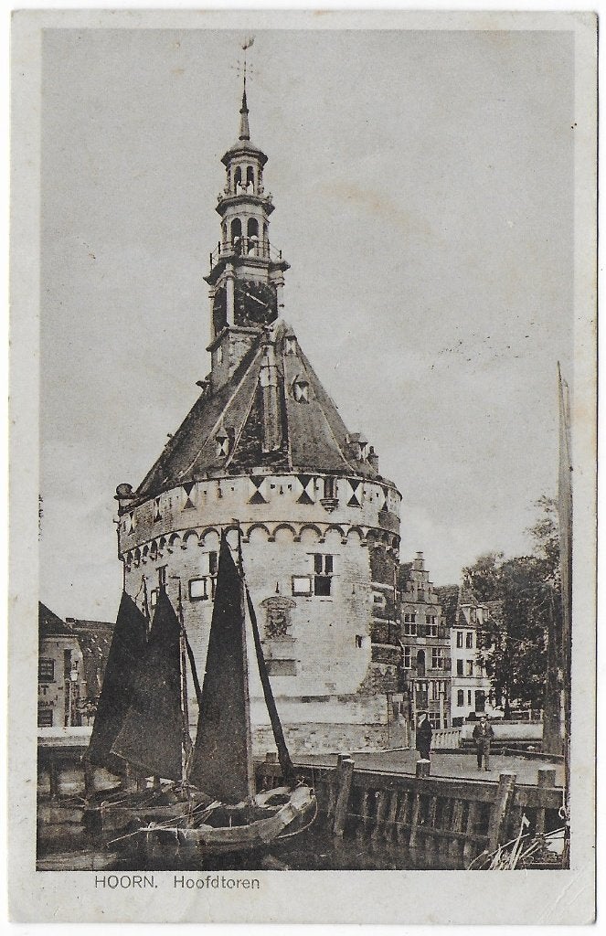 Hoorn Hoofdtoren oude gelopen ansichtkaart ( B7614 ), Ophalen of Verzenden, 1960 tot 1980, Gelopen, Noord-Holland