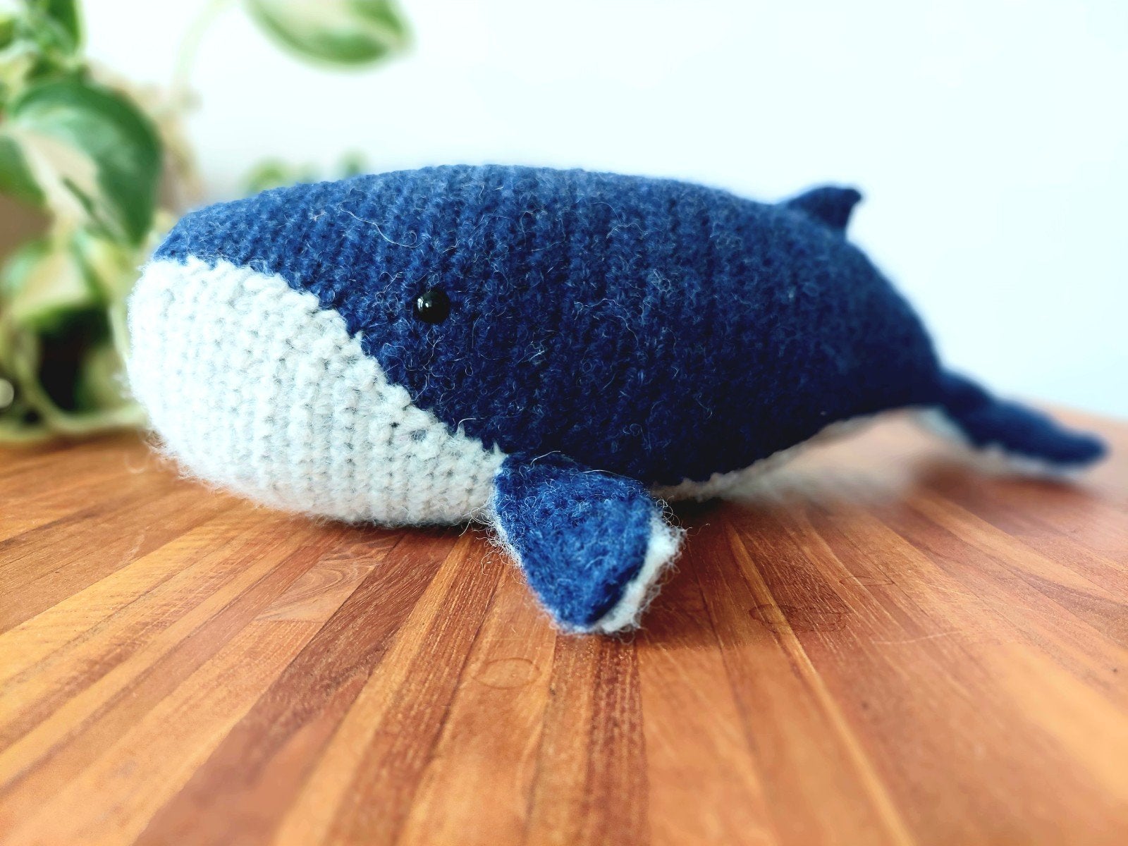 Merino wollen handgemaakte blauwe bultrug walvis knuffel, Handgemaakt, Overige typen, Blauw, Nieuw